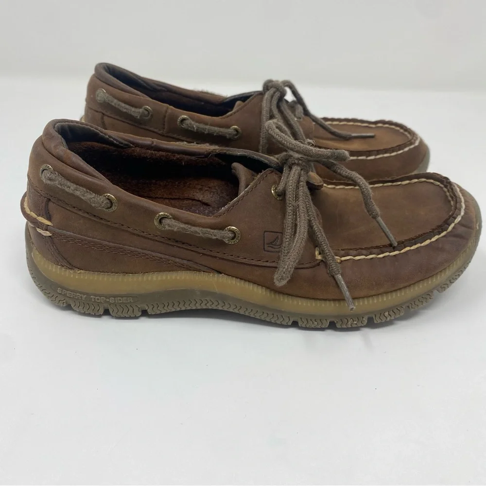 Sperry Top Slider Loafers Kids Size 2 Brown Boat Shoes